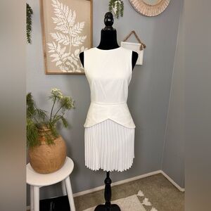 Commense White Pleated Mini Dress